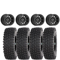 Valor V09 Satin Black Beadlock 15x10 Mounted on Frontline BDC | 4/156 Bolt Pattern
