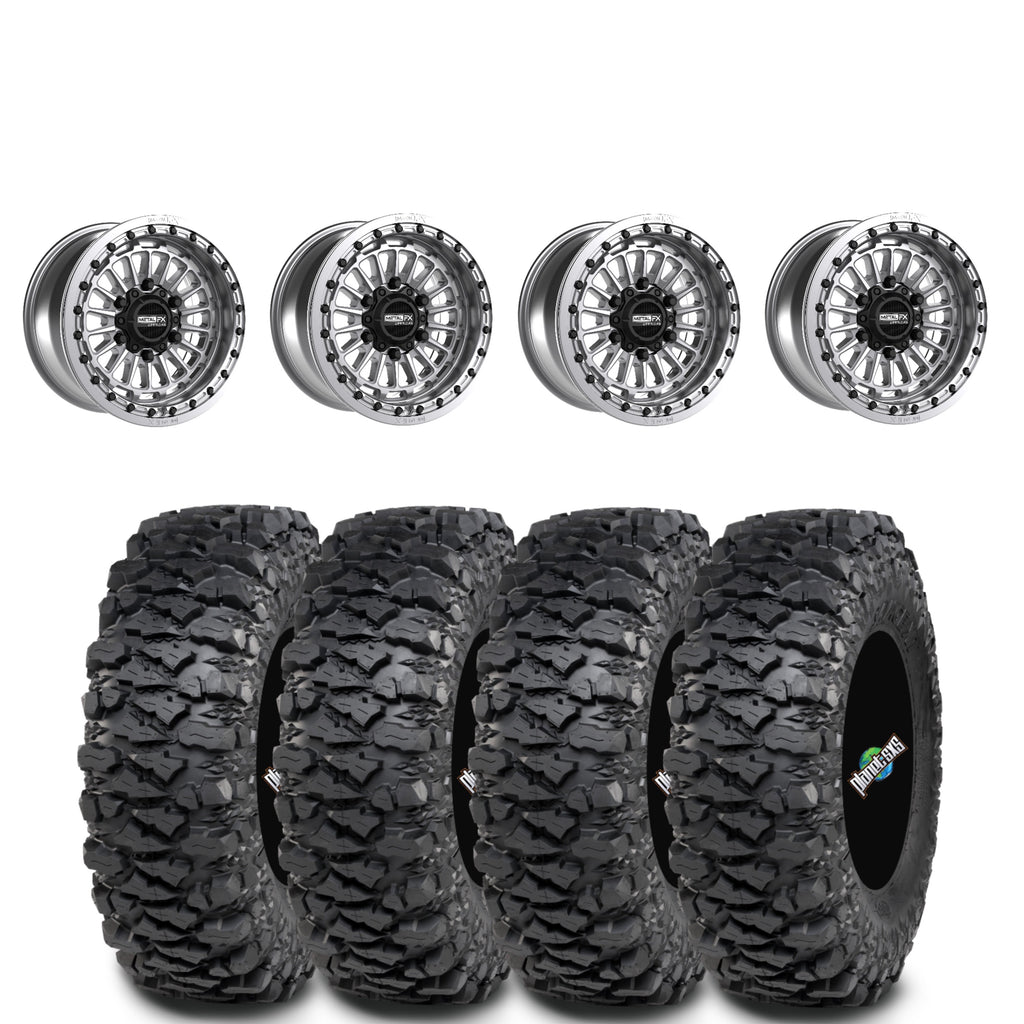 Metal FX Delta Beadlock Raw Machined on Itp Savages Set of 4
