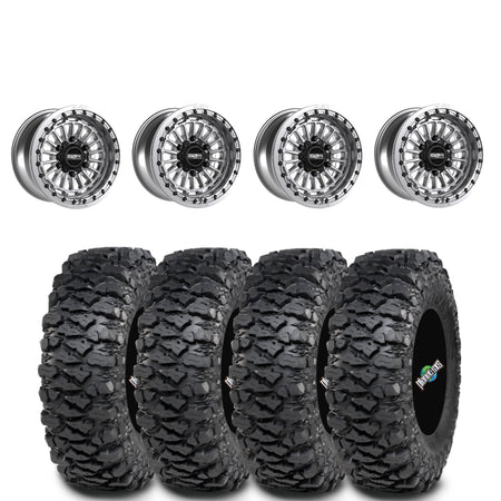 Metal FX Delta Beadlock Raw Machined on Itp Savages Set of 4