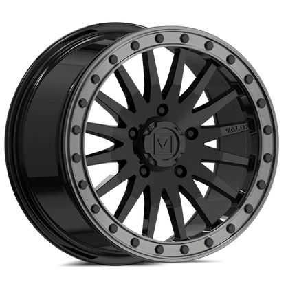 Valor Offroad V06 Beadlock Wheels + Obor RocScraper Tires (Mounted Kit) – Fits Polaris RZR Pro R CF Moto U10 Pro (5-Lug Bolt Pattern)