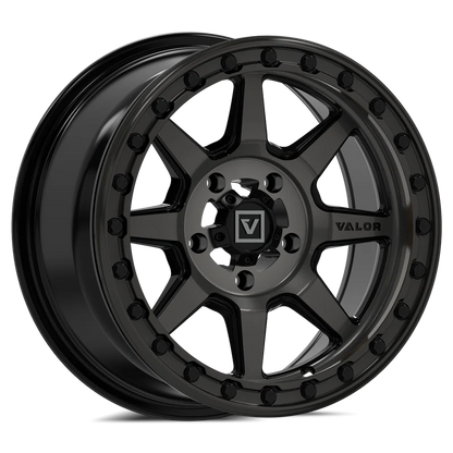 Valor V13 Dark Tint Beadlock Wheels + Vision Rock Poison tires (Mounted Kit) – Fits UTVs with 4/137 Bolt Pattern