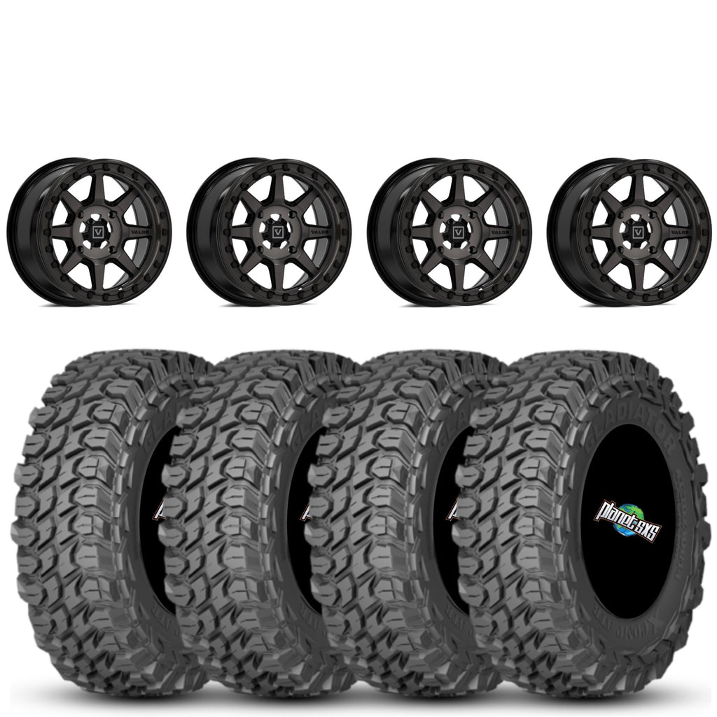 Valor V13 Beadlock 15x7 Dark Tint 4+3 4/137 on Gladiator X Comp 10 Ply 32x10-15