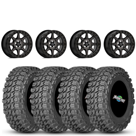 Valor V13 Beadlock 15x7 Dark Tint 4+3 4/137 on Gladiator X Comp 10 Ply 32x10-15