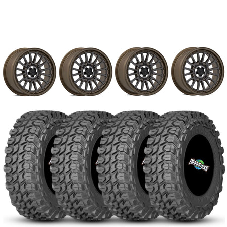 Valor V14 15x7 Root Beer 5+2 4/137 on Gladiator X Comp 10 Ply 32x10-15