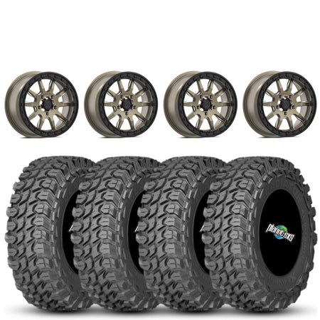 Valor V15 15x7 Satin Bronze Milled 6+1 5/4.5 on Gladiator X Comp 10 Ply 32x10-15