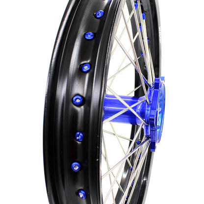 KKE 21"&18" Enduro Dirtbike Wheels For YAMAHA YZ125 YZ250 YZ250F YZ450F Blue Nipples