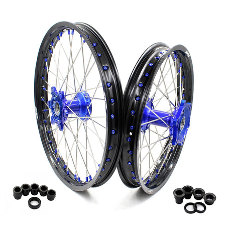 KKE 21"&18" Enduro Dirtbike Wheels For YAMAHA YZ125 YZ250 YZ250F YZ450F Blue Nipples