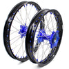 KKE 21"&18" Enduro Dirtbike Wheels For YAMAHA YZ125 YZ250 YZ250F YZ450F Blue Nipples