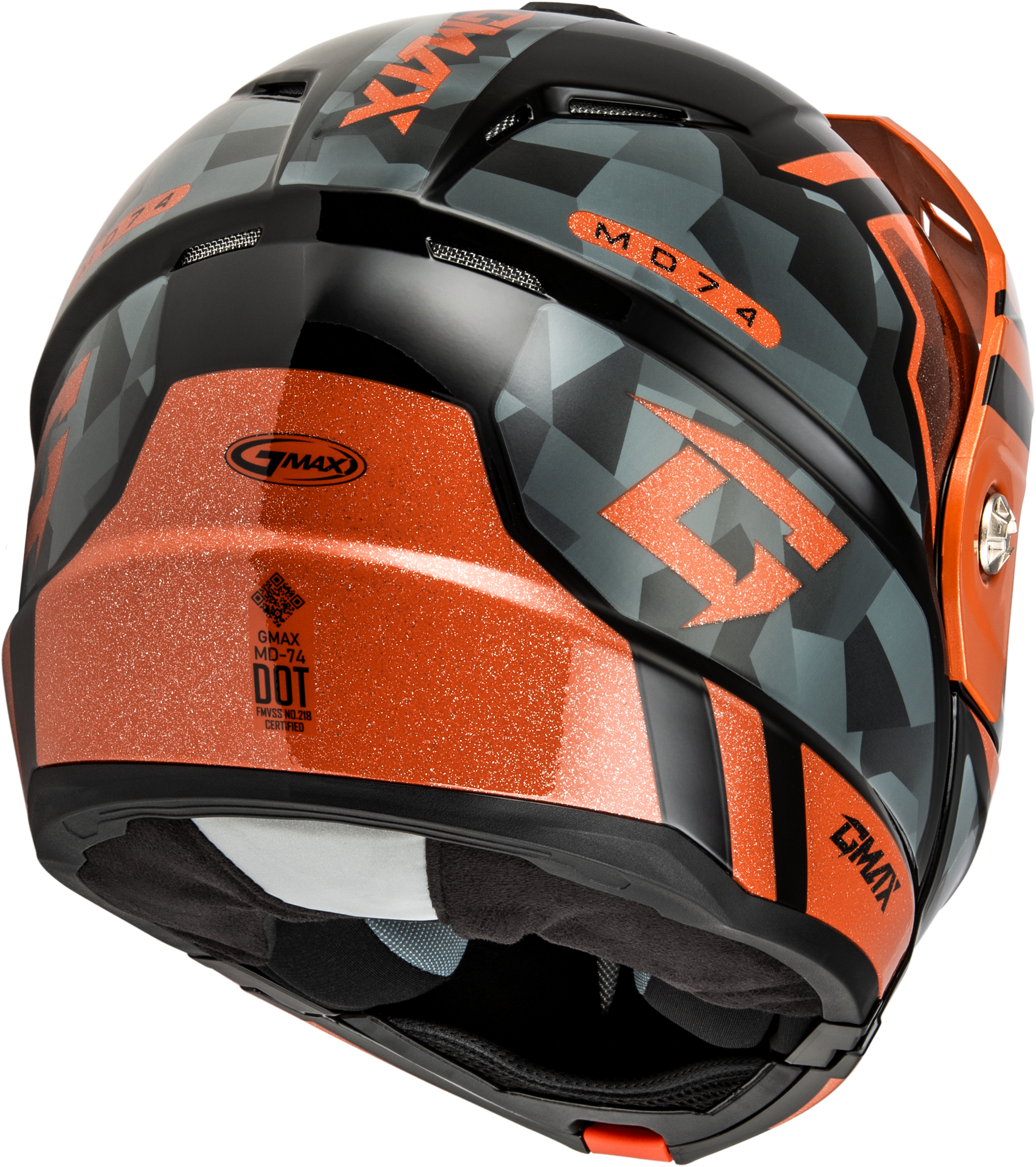 Md 74 Striker Modular Helmet W Smk Shield Blk/Gry/Or Mtlc 3x