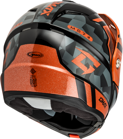 Md 74 Striker Modular Helmet W Smk Shield Blk/Gry/Or Mtlc 3x