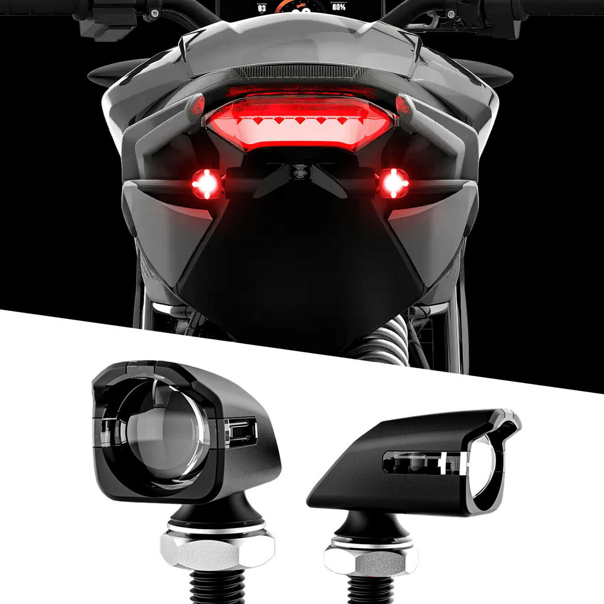 Mini Led Turn Signal Black Red Pair