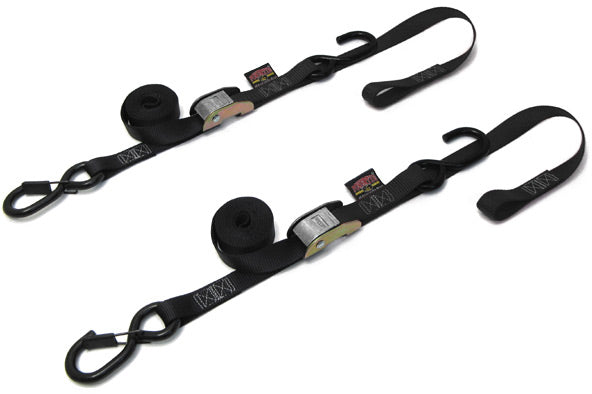 Tie Down Cam Sec Hook Soft Tye 1"X6' Black/Black Pair