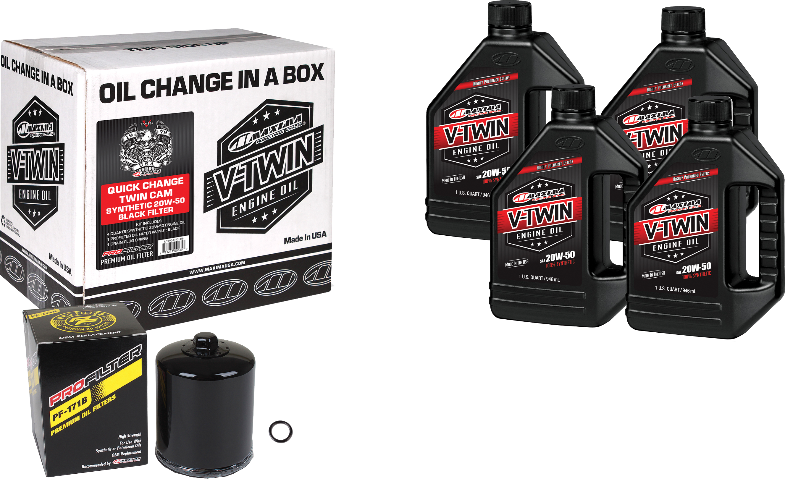 V Twin Syn Oil Change Kit Tc Black Filer