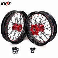 KKE 17inch Supermoto Wheels fit HONDA CRF250R 04-13 CRF450R 02-12 Black Spoke