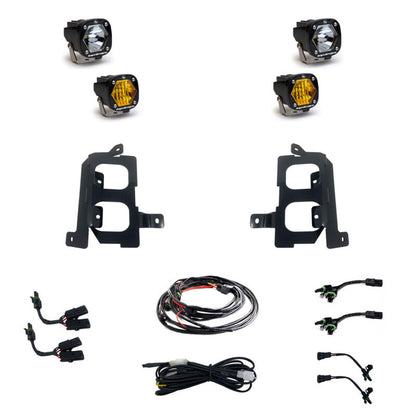 Baja Designs 19+ GMC 1500 S1 Fog Pocket Mount Kit Clear Spot / Amber Wide Cornering