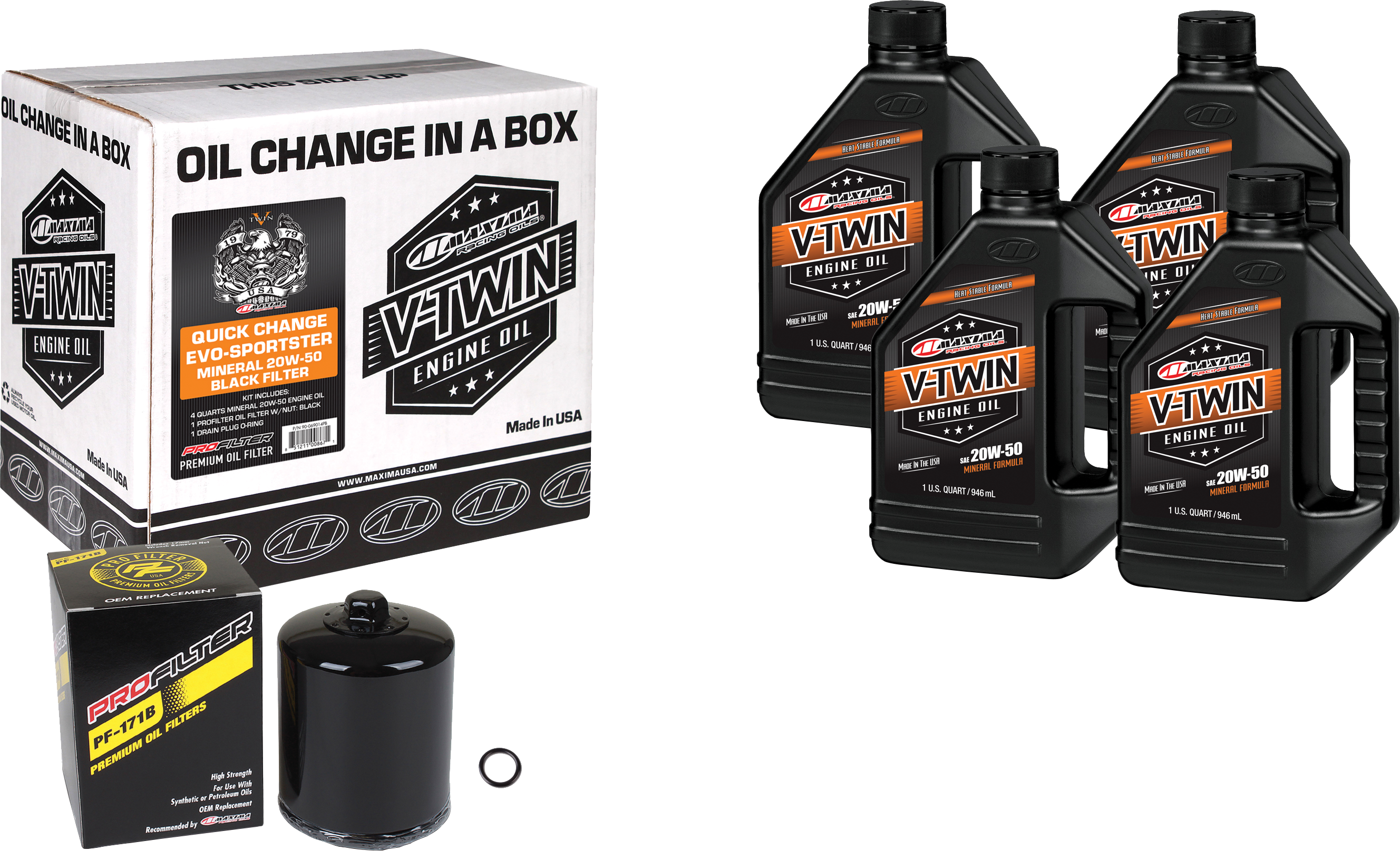 V Twin Oil Change Kit Evo Mineral Black Filer