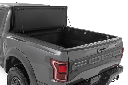 Rough Country | Hard Tri-Fold Flip Up Bed Cover | 5'7" Bed | Ford F-150 (21-26)/F-150 Lightning (22-26) | 49221550