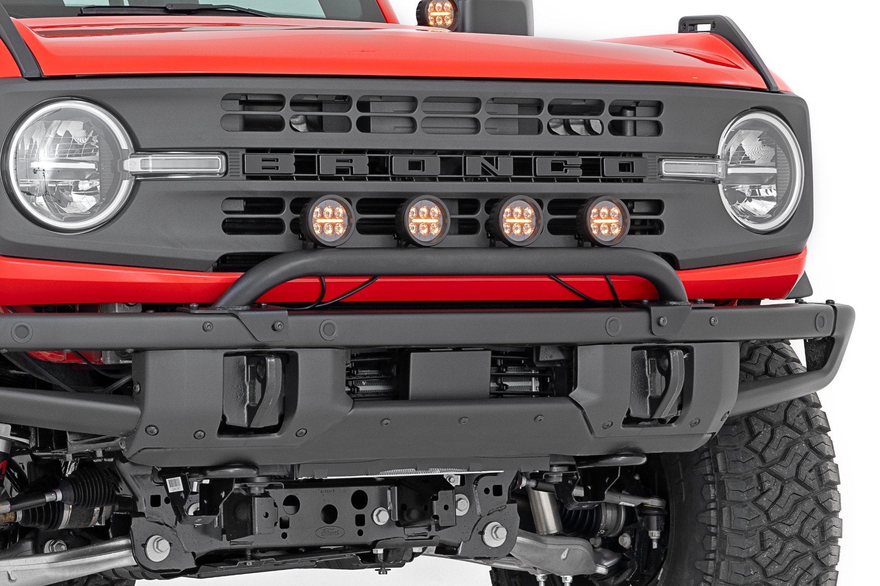 Light Bar Mount | 3.5" Round LED (Quad) | Black | Amber DRL | OE Modular Steel | Ford Bronco (21-24) | 51136