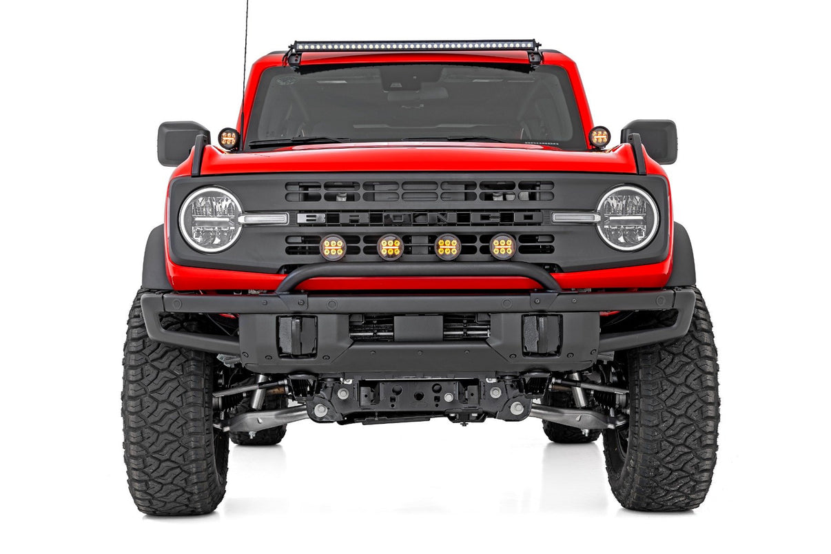 Light Bar Mount | 3.5" Round LED (Quad) | Black | Amber DRL | OE Modular Steel | Ford Bronco (21-24) | 51136