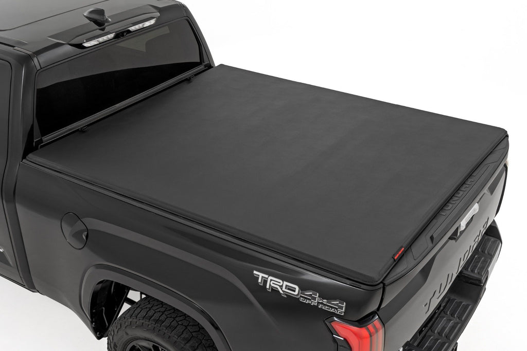Rough Country | Soft Tri-Fold Bed Cover | 5'7" Bed | with and w/o OE Rail | Toyota Tundra (22-26) | 41419560A