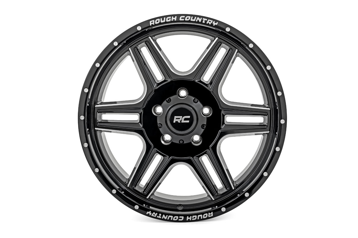 Rough Country 92 Series Wheel | Machined One-Piece | Gloss Black | 18x9 | 5x5.5 | +0mm | 92180914
