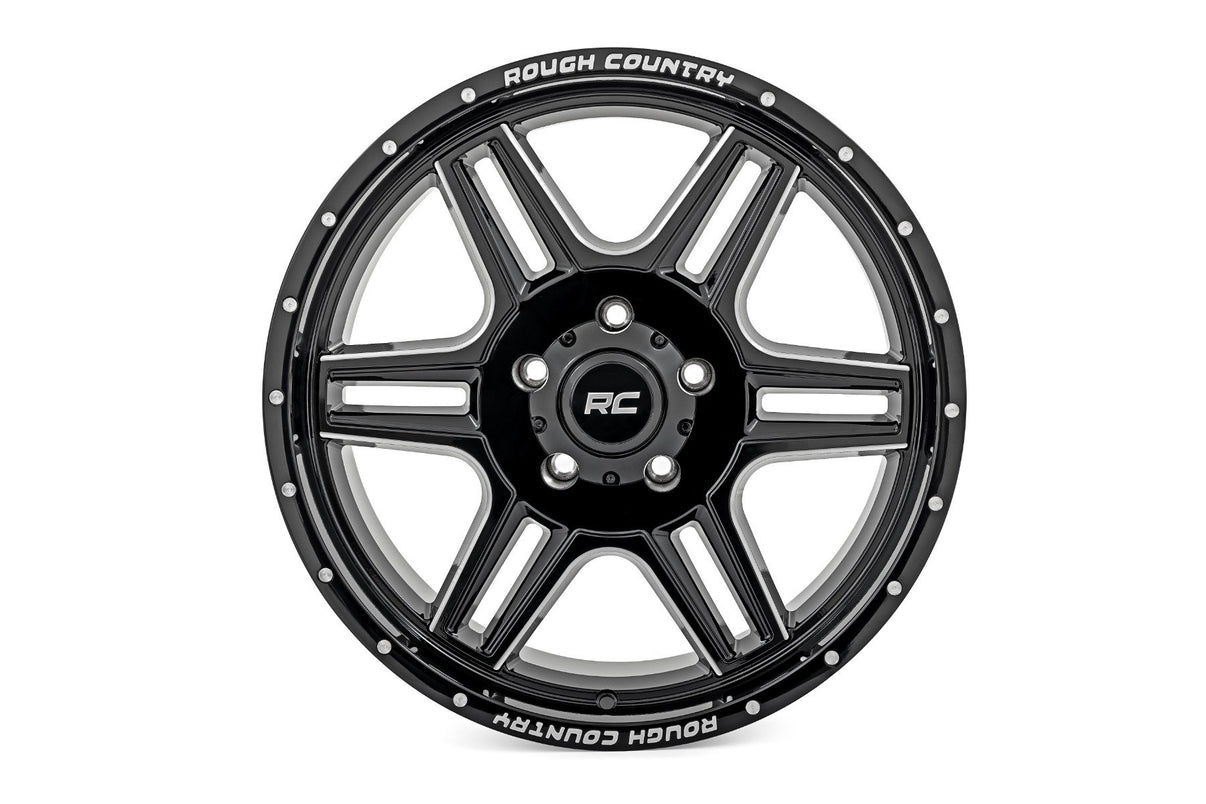 Rough Country 92 Series Wheel | Machined One-Piece | Gloss Black | 18x9 | 6x5.5 | +0mm | 92180912