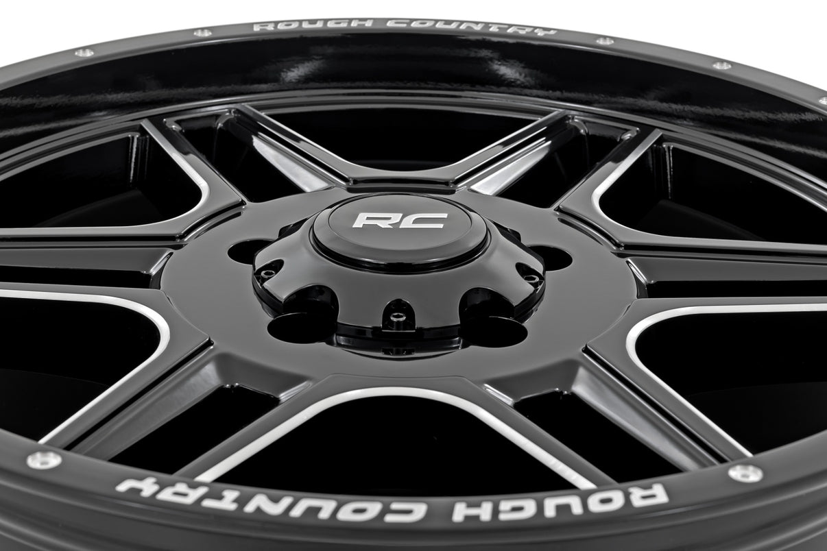 Rough Country 92 Series Wheel | Machined One-Piece | Gloss Black | 18x9 | 6x135 | +0mm | 92180017