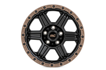 Rough Country | Rough Country 79 Series Wheel | One-Piece | Semi Gloss Black w/Bronze Ring | 18x9 | 6x135 | 0mm | 79180917A