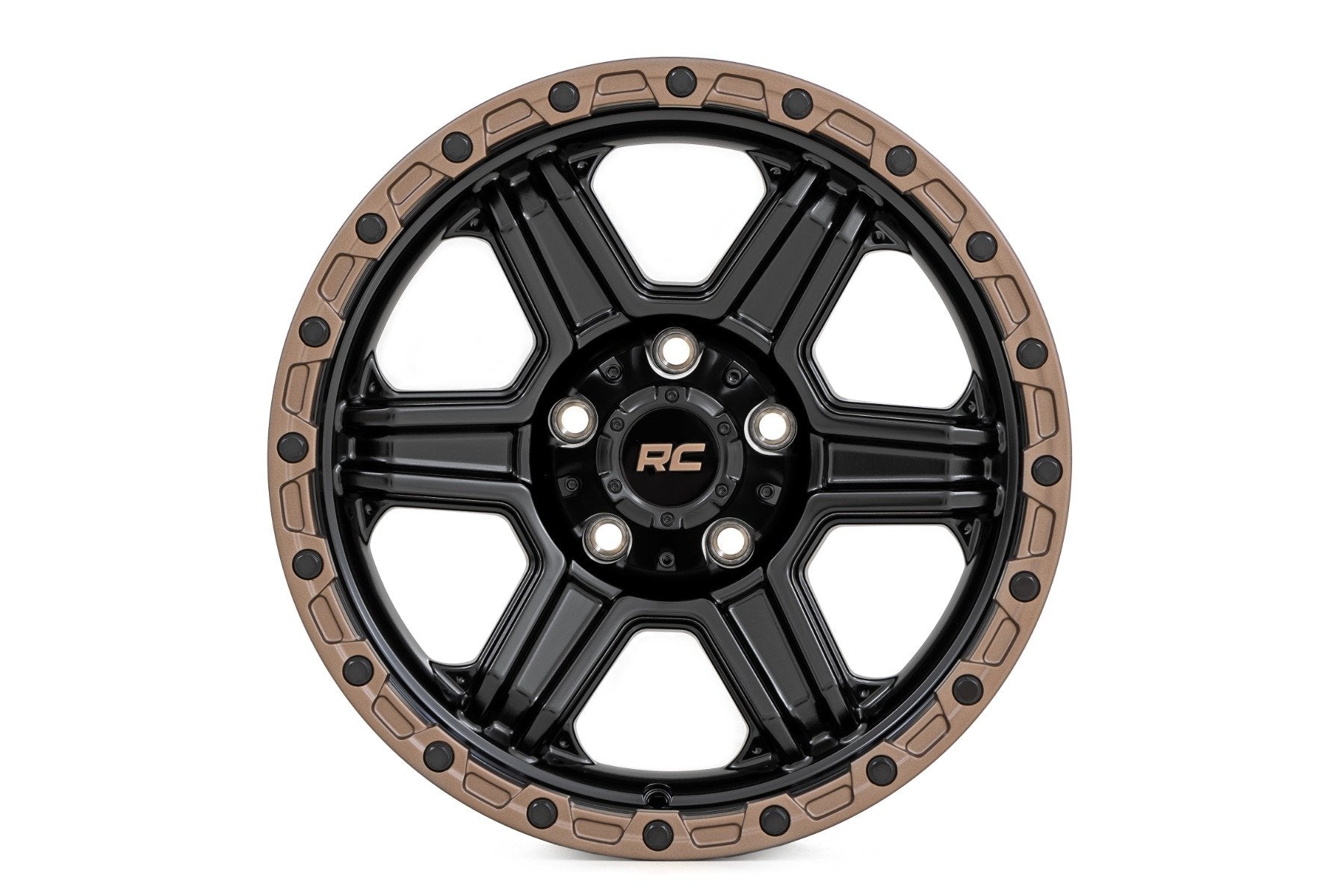 Rough Country 79 Series Wheel | One-Piece | Semi Gloss Black w/Bronze Ring | 18x9 | 6x5.5 |+18mm | 79181812