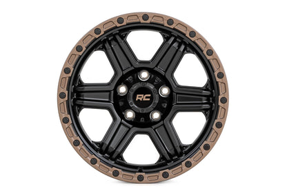 Rough Country 79 Series Wheel | One-Piece | Semi Gloss Black w/Bronze Ring | 17x8.5 | 6x5.5 | 0mm | 79170912