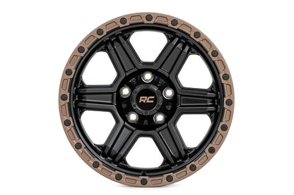 Rough Country | Rough Country 79 Series Wheel | One-Piece | Semi Gloss Black w/Bronze Ring | 18x9 | 6x135 | -12mm | 79181217A