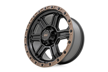 Rough Country 79 Series Wheel | One-Piece | Semi Gloss Black w/Bronze Ring | 17x8.5 | 6x135 | 0mm | 79170917