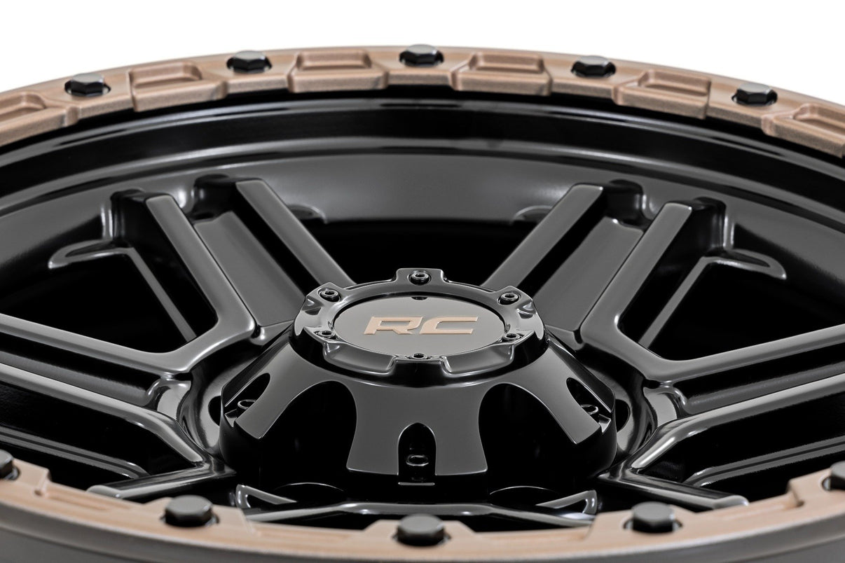 Rough Country 79 Series Wheel | One-Piece | Semi Gloss Black w/Bronze Ring | 15x8 | 5x5.5 | -19mm | 79150814