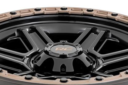 Rough Country | Rough Country 79 Series Wheel | One-Piece | Semi Gloss Black w/Bronze Ring | 18x9 | 6x135 | 0mm | 79180917A
