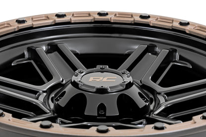 Rough Country 79 Series Wheel | One-Piece | Semi Gloss Black w/Bronze Ring | 18x9 | 5x5.5 | -12mm | 79181214