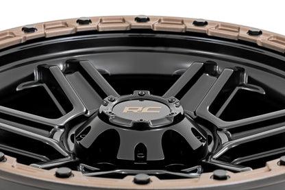Rough Country | Rough Country 79 Series Wheel | One-Piece | Semi Gloss Black w/Bronze Ring | 18x9 | 6x135 | -12mm | 79181217A