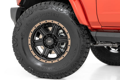 Rough Country | Rough Country 79 Series Wheel | One-Piece | Semi Gloss Black w/Bronze Ring | 18x9 | 5x5 | -12mm | 79181218A