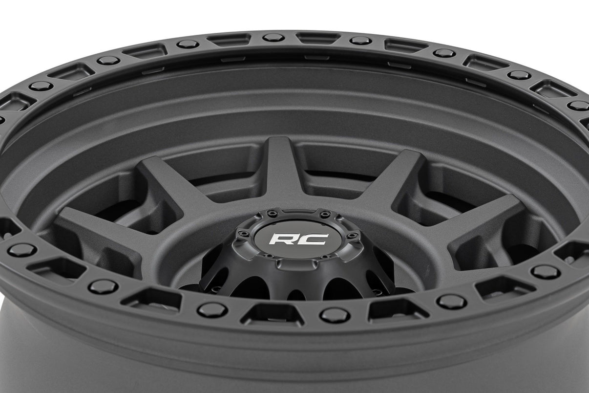 Rough Country 85 Series Wheel | Simulated Beadlock | Gunmetal Gray/Black | 17x9 | 6x5.5 | -12mm | 85170912A