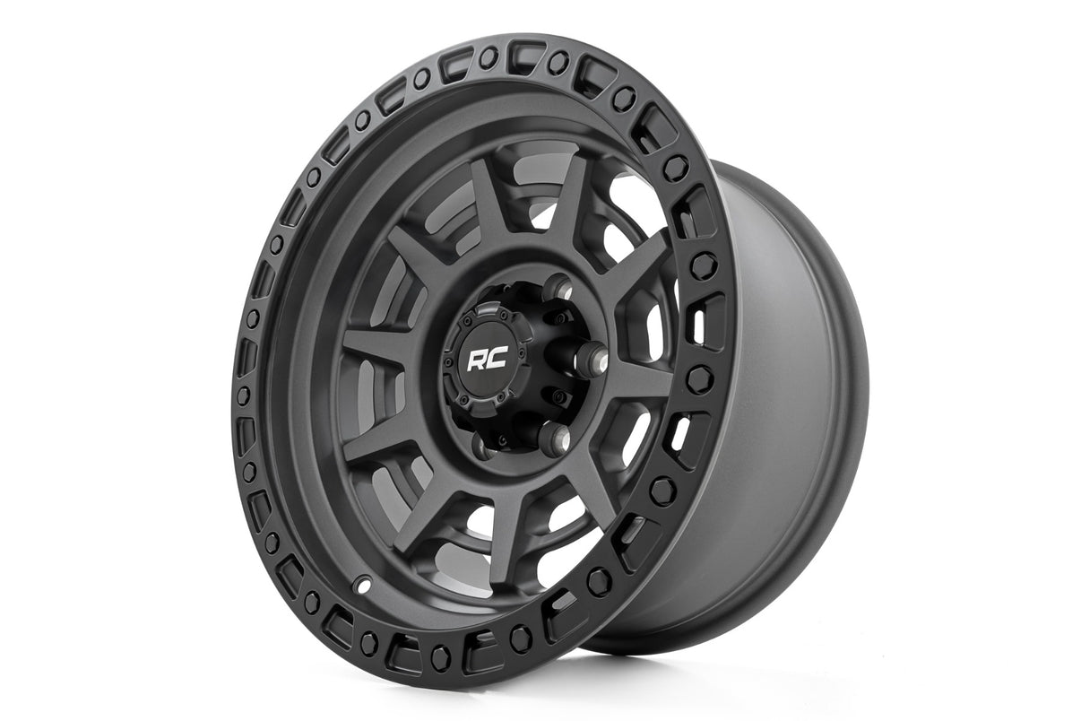 Rough Country 85 Series Wheel | Simulated Beadlock | Gunmetal Gray/Black | 17x9 | 5x5 | -12mm | 85170918A