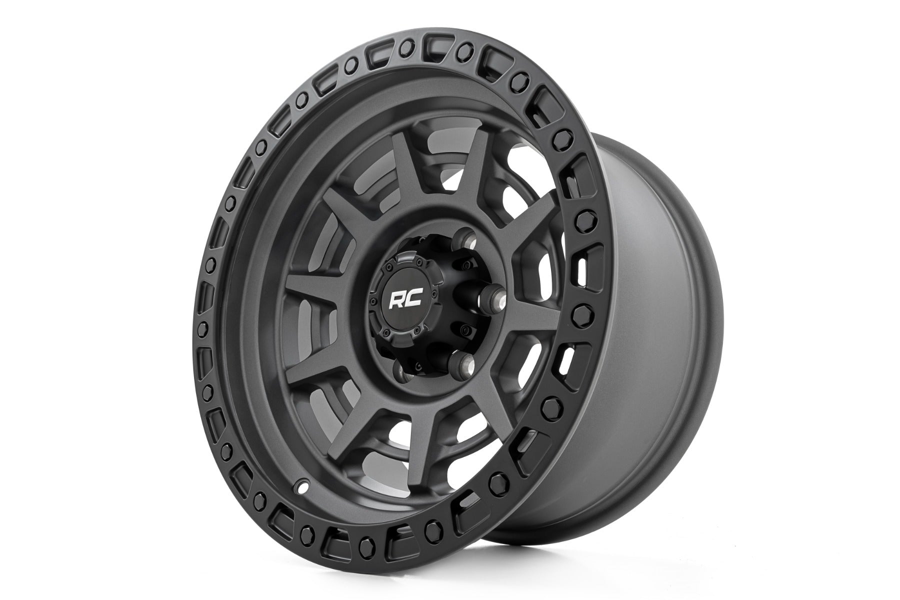 Rough Country 85 Series Wheel | Simulated Beadlock | Gunmetal Gray/Black | 17x9 | 6x5.5 | -18mm | 85171812A