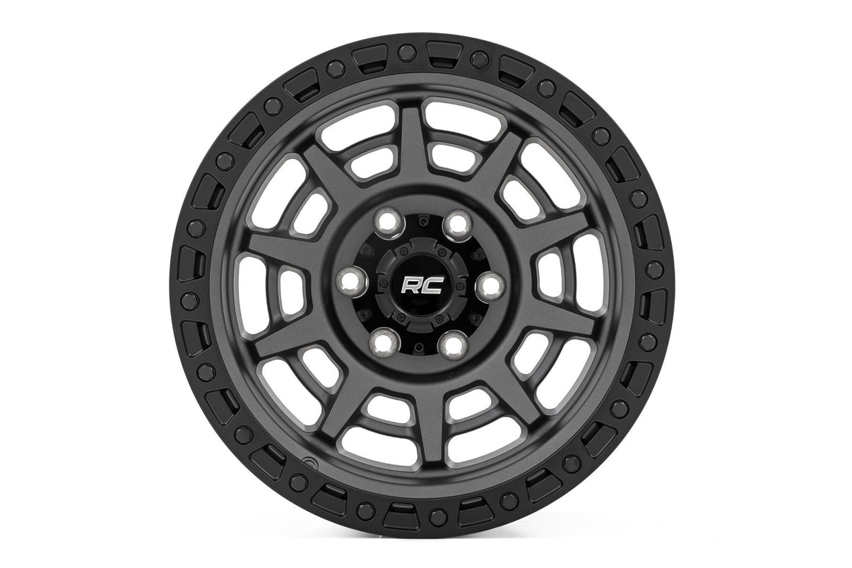Rough Country 85 Series Wheel | Simulated Beadlock | Gunmetal Gray/Black | 17x9 | 6x135 | -12mm | 85170917A
