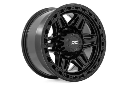 Rough Country | Rough Country 76 Series Wheel | Simulated Beadlock | Gloss Black | 17x9 | 8x170 | -12mm | 76171211