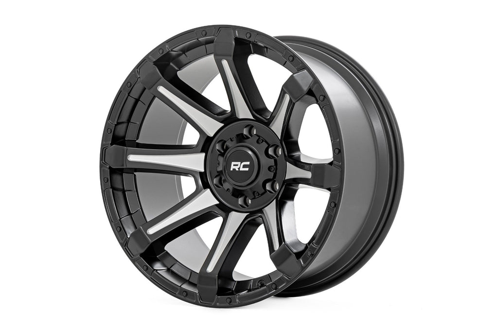 Rough Country 81 Series Wheel | One-Piece | Semi Gloss Black w/machined spokes | 20x10 | 6x5.5 | -19 | 81201812M