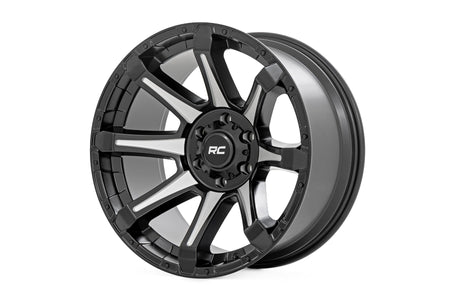 Rough Country 81 Series Wheel | One-Piece | Semi Gloss Black w/machined spokes | 20x9 | 5x5.5 | 0mm | 81200914M