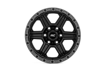 Rough Country 79 Series Wheel | One-Piece | Semi Gloss Black w/Gunmetal Ring | 17x8.5 | 6x5.5 | 0mm | 79170912B