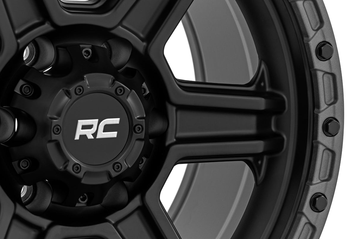 Rough Country 79 Series Wheel | One-Piece | Semi Gloss Black w/Gunmetal Ring | 17x8.5 | 6x5.5 | 0mm | 79170912B