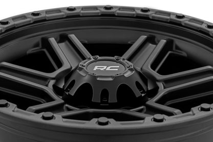 Rough Country 79 Series Wheel | One-Piece | Semi Gloss Black w/Gunmetal Ring | 17x8.5 | 6x5.5 | 0mm | 79170912B