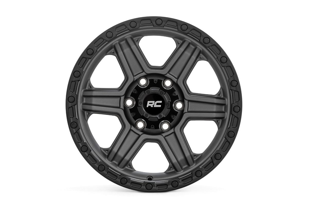 Rough Country 79 Series Wheel | One-Piece | Gunmetal Gray w/Black Ring | 17x8.5 | 6x5.5 | 0mm | 79170912G