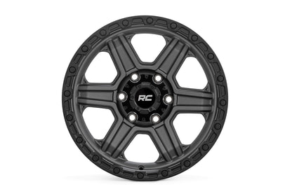 Rough Country 79 Series Wheel | One-Piece | Gunmetal Gray w/Black Ring | 17x8.5 | 6x5.5 | 0mm | 79170912G