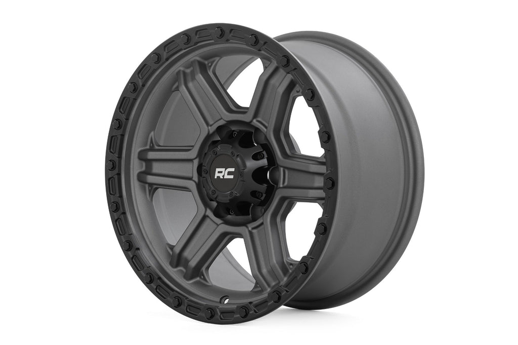 Rough Country 79 Series Wheel | One-Piece | Gunmetal Gray w/Black Ring | 17x8.5 | 6x5.5 | 0mm | 79170912G